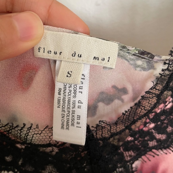 Fleur du Mal Lace Trim Silk Floral Mini Dress Size S - Picture 4 of 6